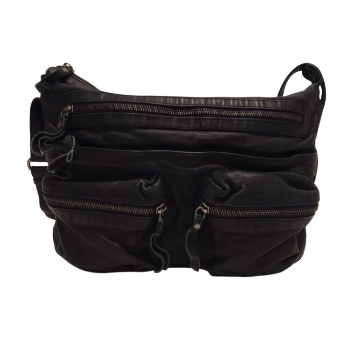 PAVINI Schultertasche Leder schwarz