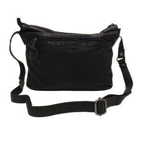 PAVINI Schultertasche Leder schwarz