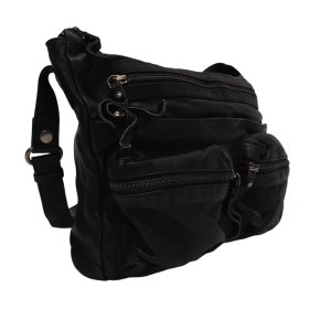 PAVINI Schultertasche Leder schwarz