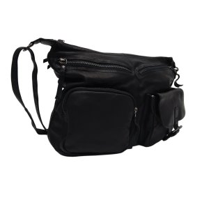 PAVINI Schultertasche Leder schwarz